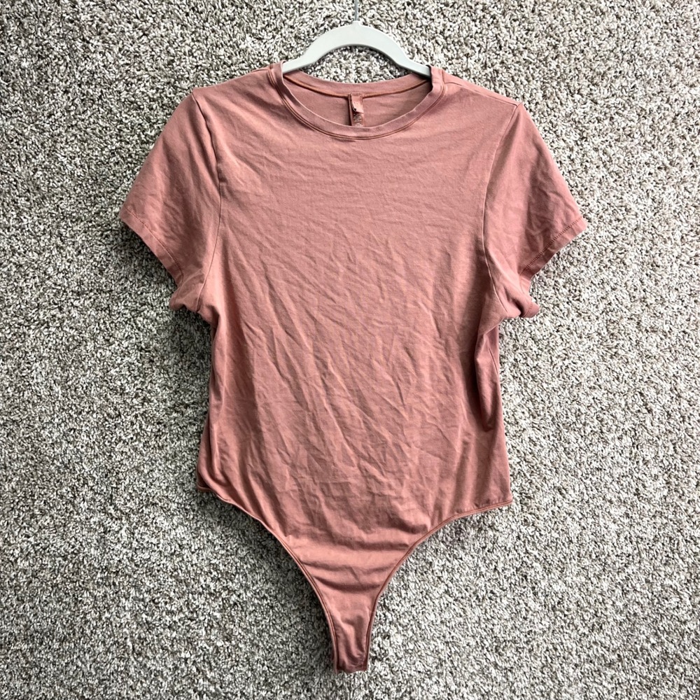 Skims Bodysuit Women's 2X Rose Clay Cotton Jersey Short Sleeve T-Shirt